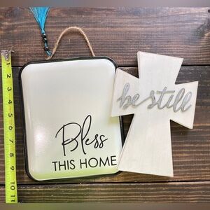 BUNDLE: Wall Art Set “Bless this Home” and “Be Still” Home Decor and Napkin Set